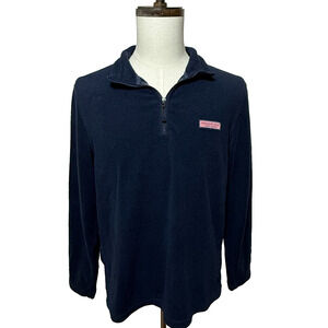 Vineyard Vines Sweater Mens Medium Navy Blue Fleece 1/4 Zip Pullover Preppy